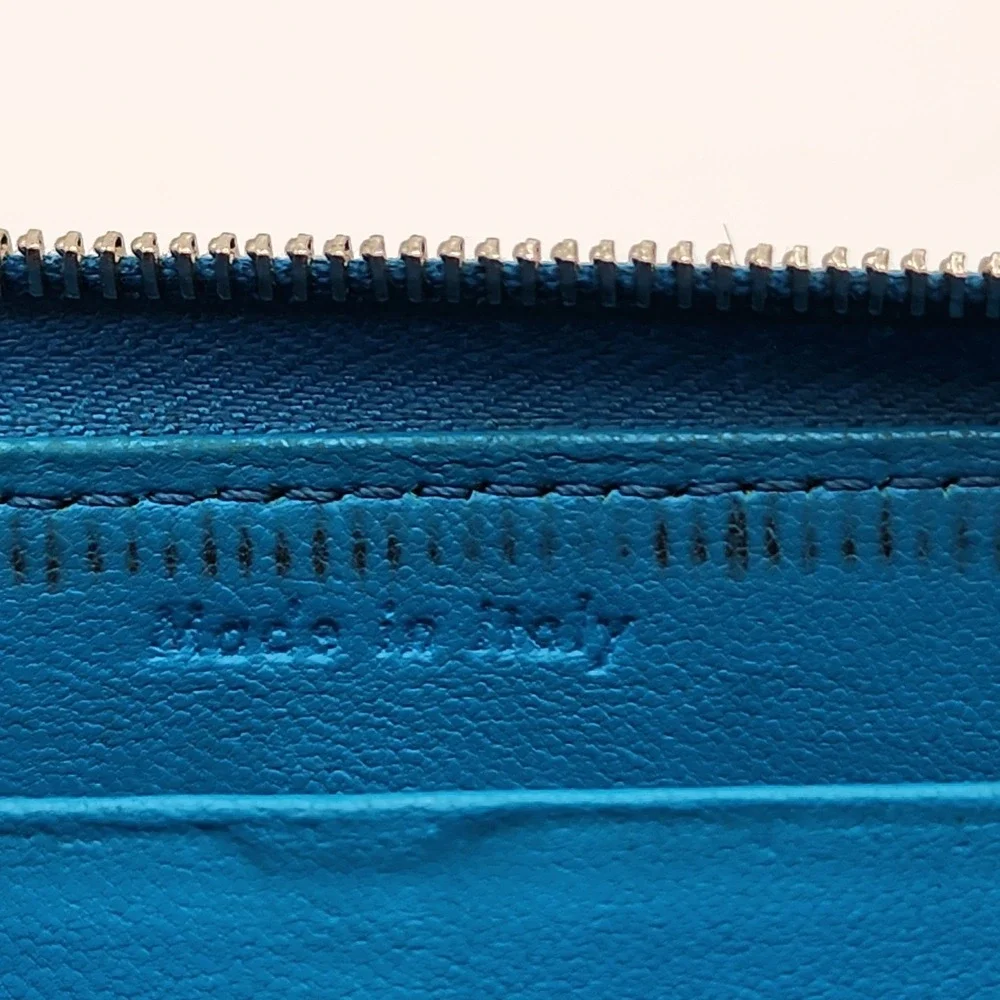 Authentic Celine Long Zippy Continental Wallet Blue Pebbled Leather Italy 2015 - Picture 5 of 16